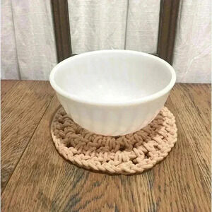 Vintage Fire King  Oven Ware Small 14 Mixing Bowl White Swirl